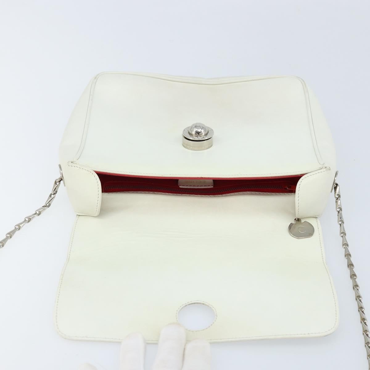 Celine Vintage Leather White Leather Shoulder Bag Bag (Pre-Owned)