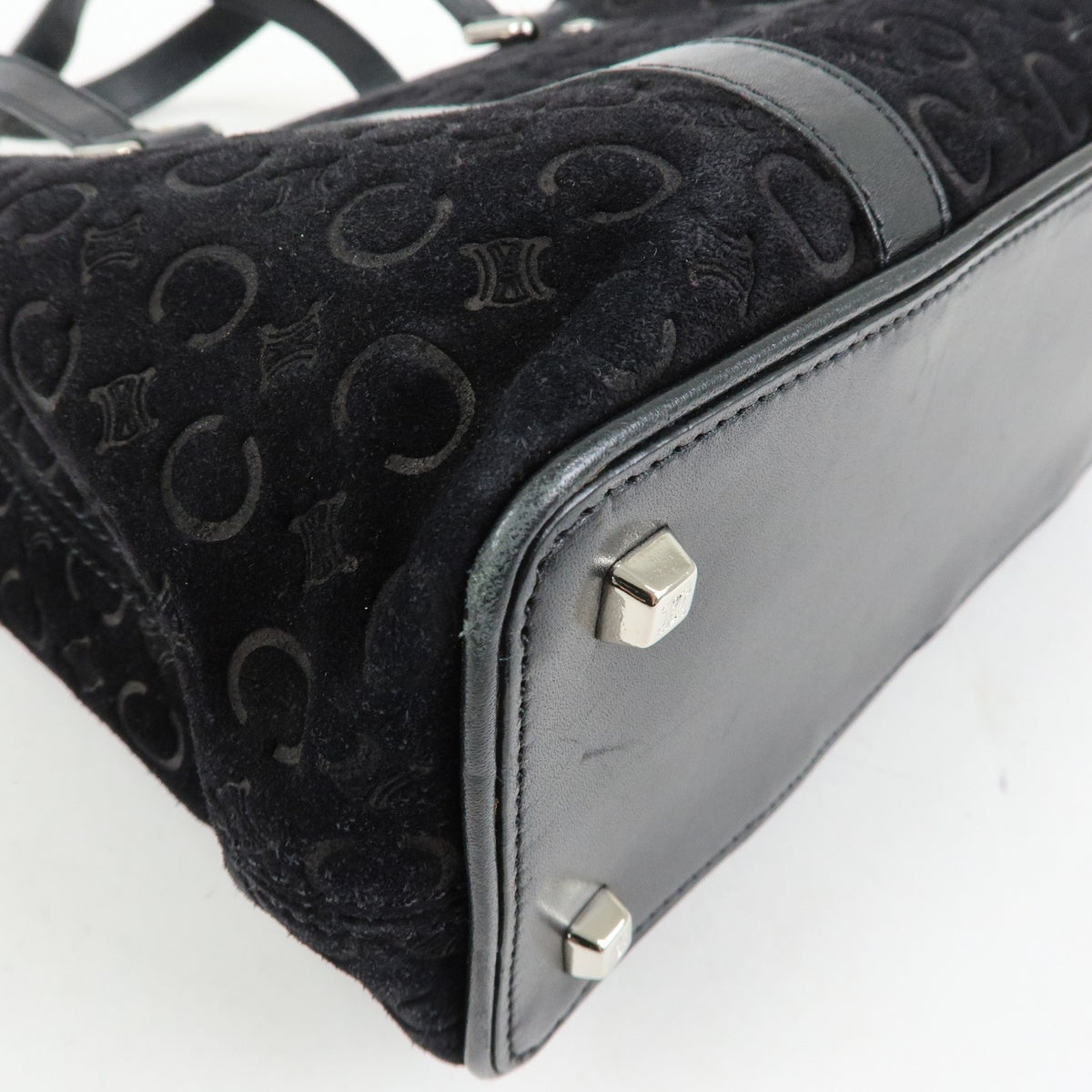 Celine C Macadam Tote Pvc Leather/ Macadam Canvas Black Suede Shoulder Bag Bag (Pre-Owned)