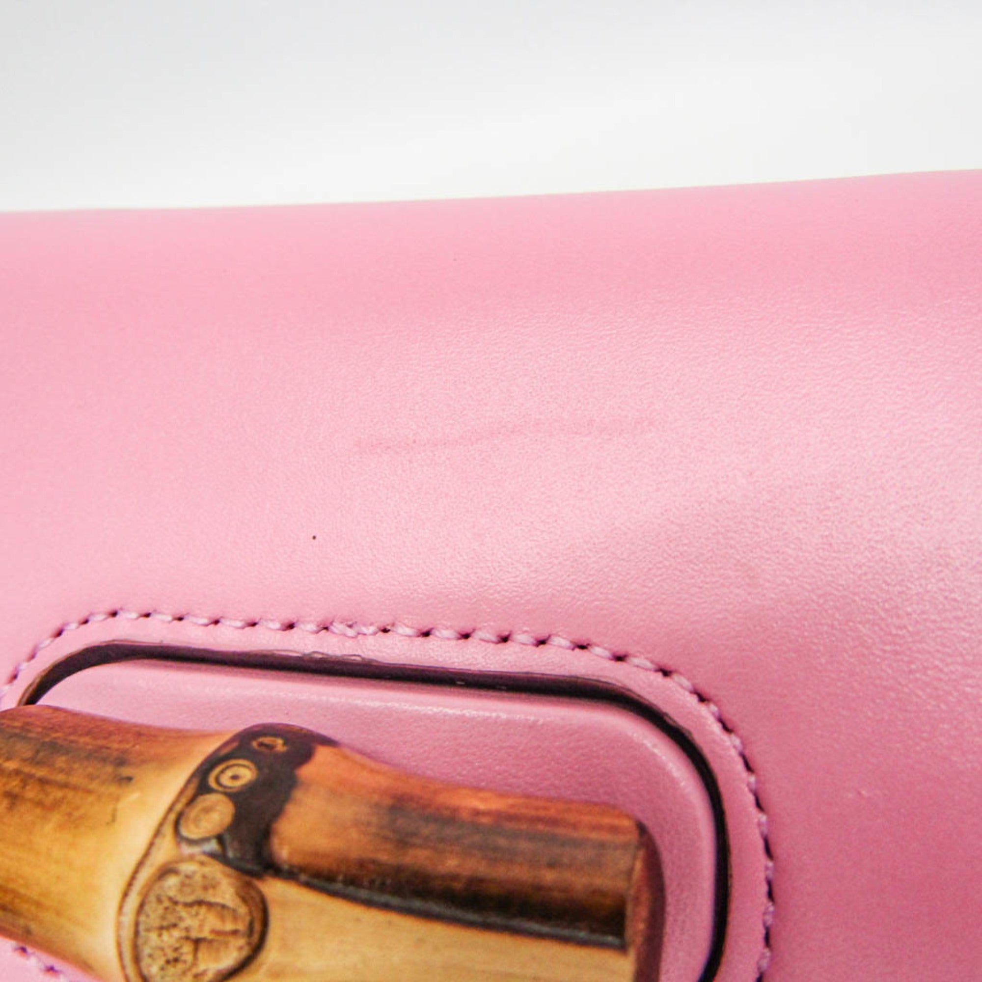 Gucci Bamboo Top Handle Backpack Leather Pink Leather Backpack Bag (Pre-Owned)