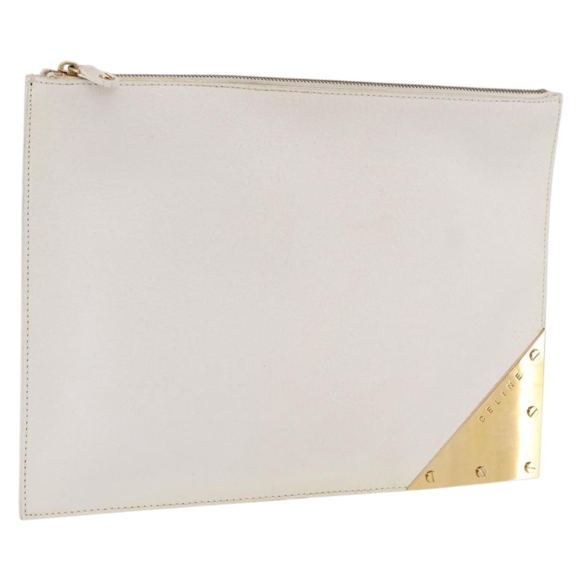 Celine Clutch Leather White Leather Clutche & Pouche Bag (Pre-Owned)