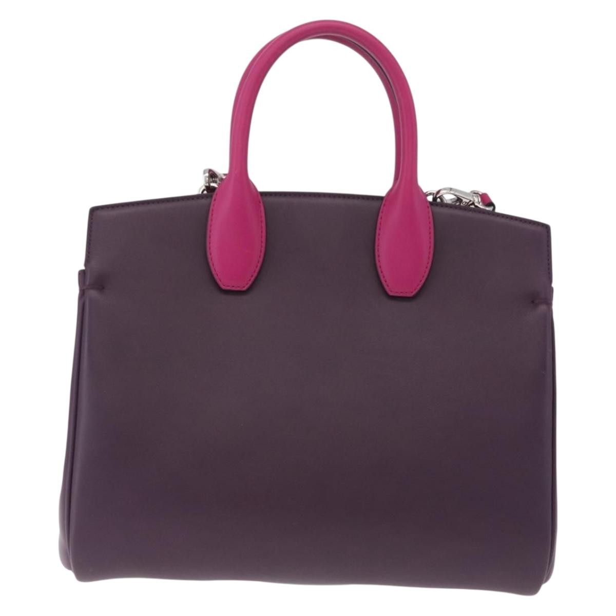 Salvatore Ferragamo Studio Satchel Leather Purple Leather Handbag (Pre-Owned)