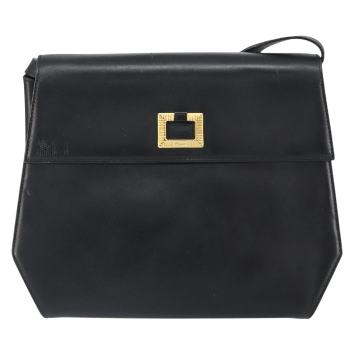 Salvatore Ferragamo Vintage Leather Black Leather Shoulder Bag Bag (Pre-Owned)