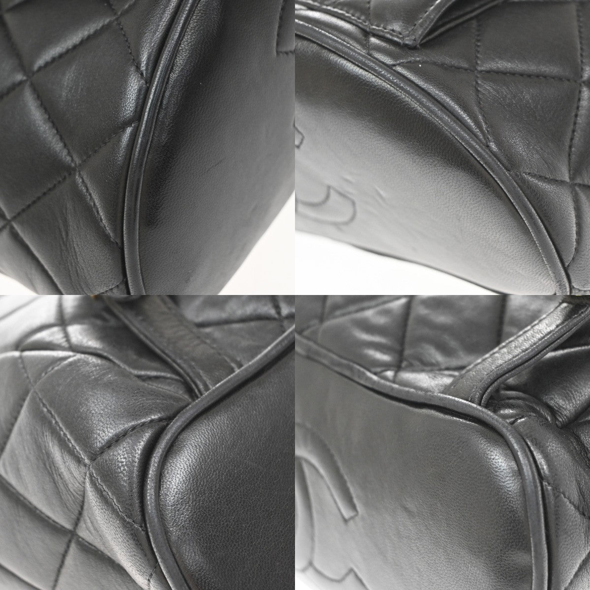 Chanel Vintage Cc Pocket Quilted Lambskin Black Leather Backpack Bag (Pre-Owned)