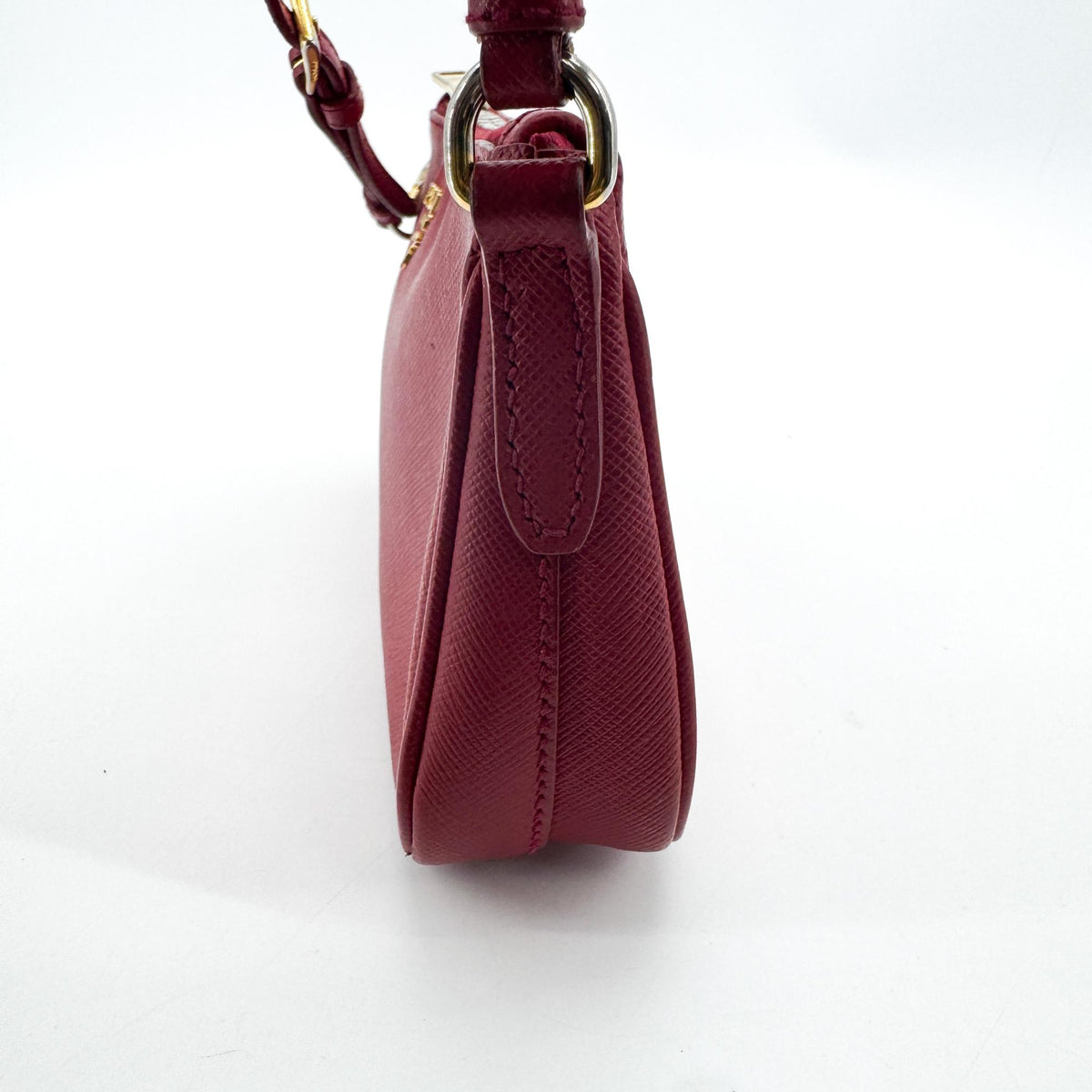 Prada Zip Saffiano Leather Red Leather Shoulder Bag Bag (Pre-Owned)