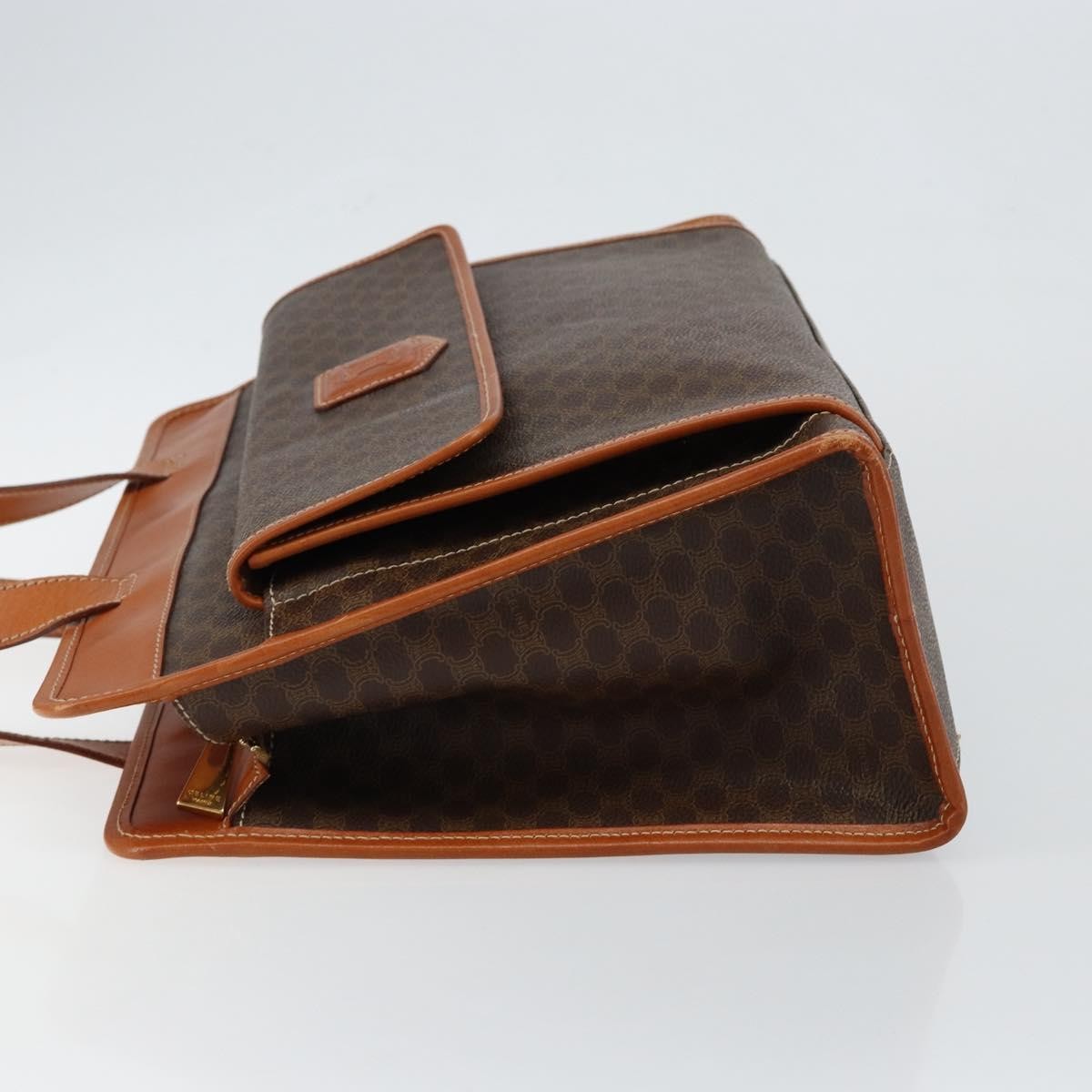 Celine Vintage Macadam Canvas And Leather Brown Canvas Tote Bag Bag (Pre-Owned)