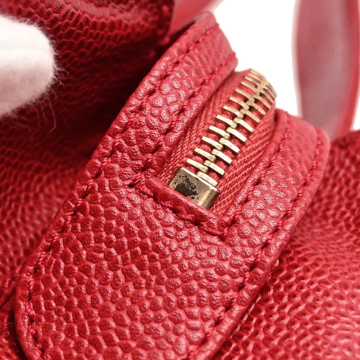 Chanel Vintage Logo Caviar Red Leather Tote Bag Bag (Pre-Owned)