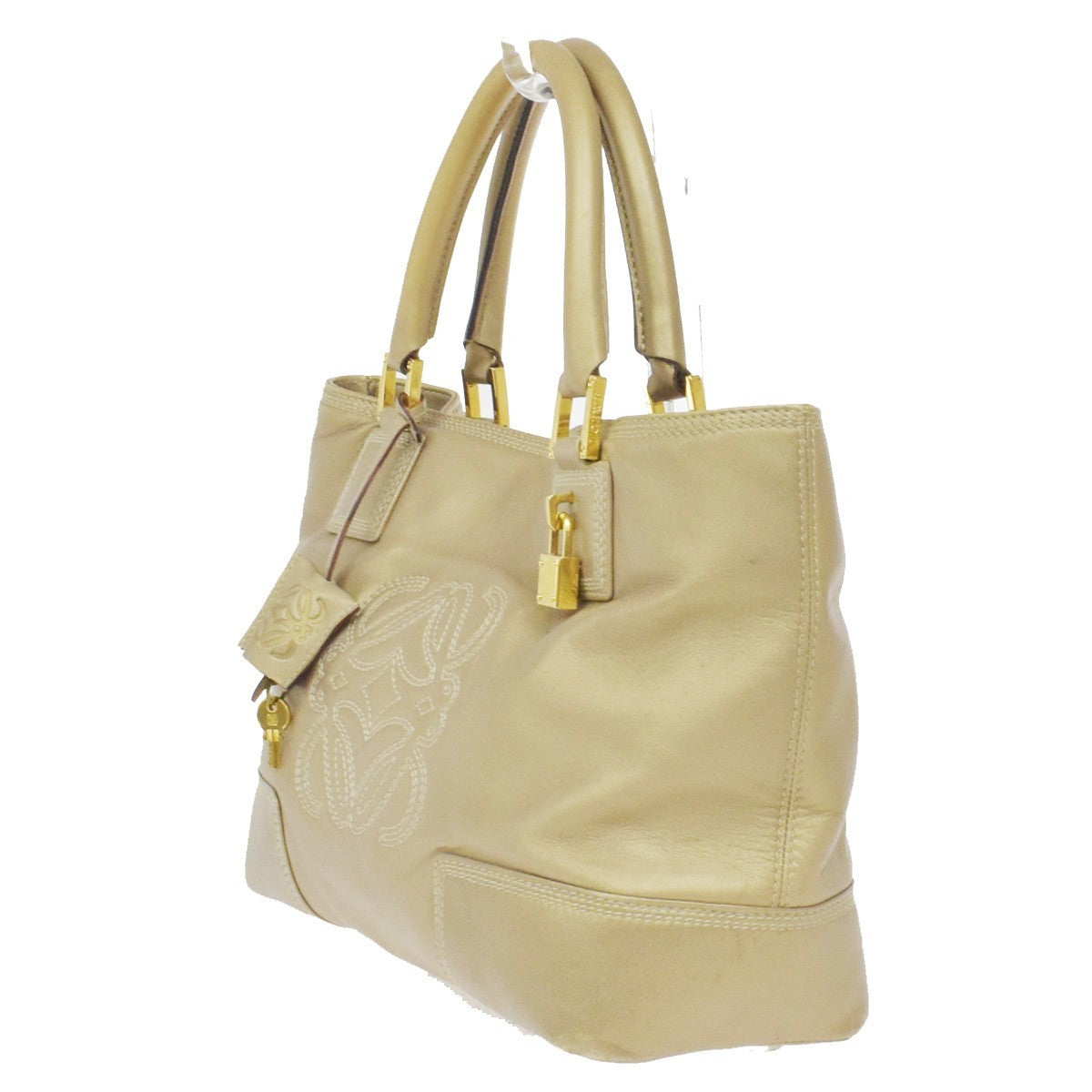 Loewe Anagram Leather Gold Leather Tote Bag Bag (Pre-Owned)