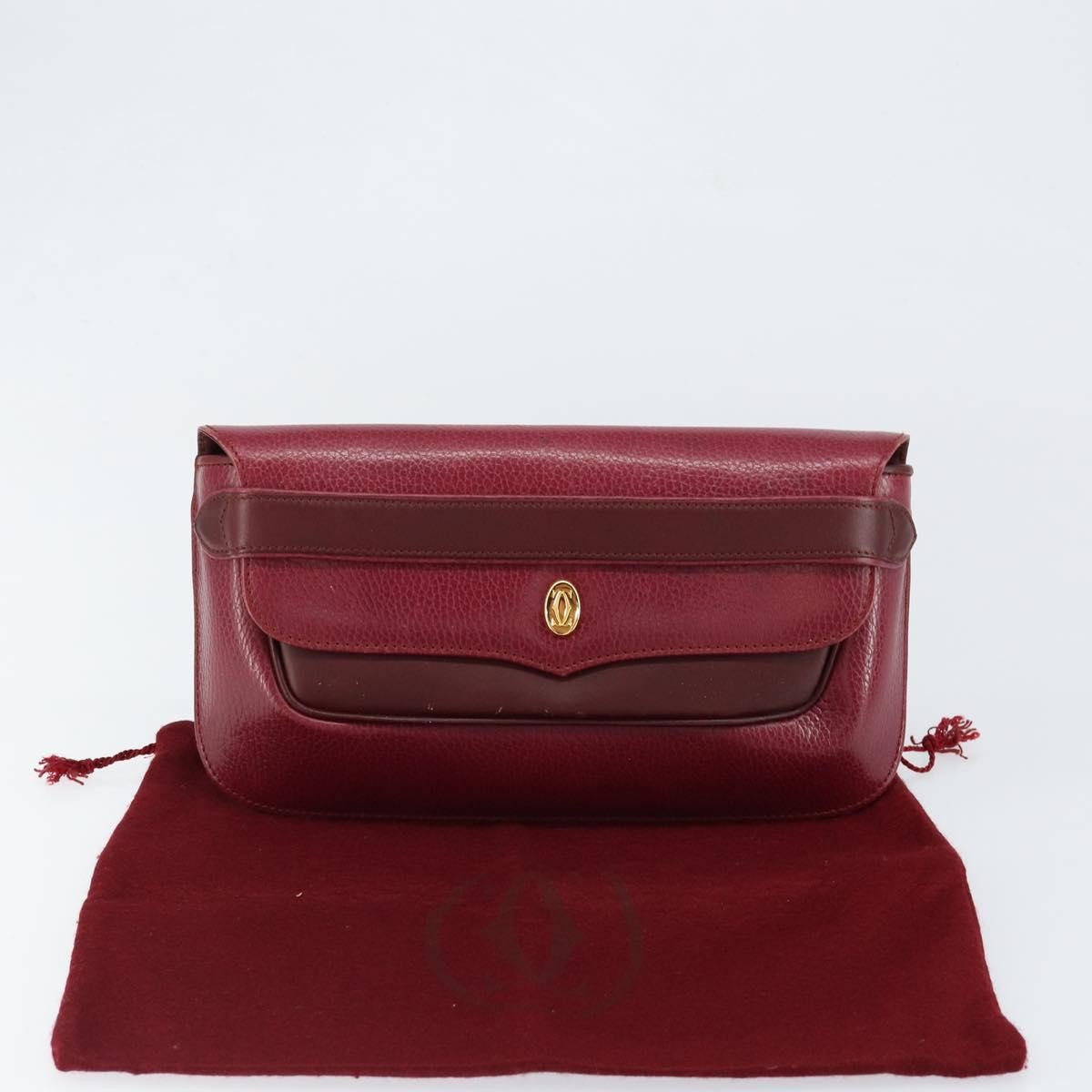 Cartier Must De Cartier Clutch Leather Burgundy Leather Clutche & Pouche Bag (Pre-Owned)
