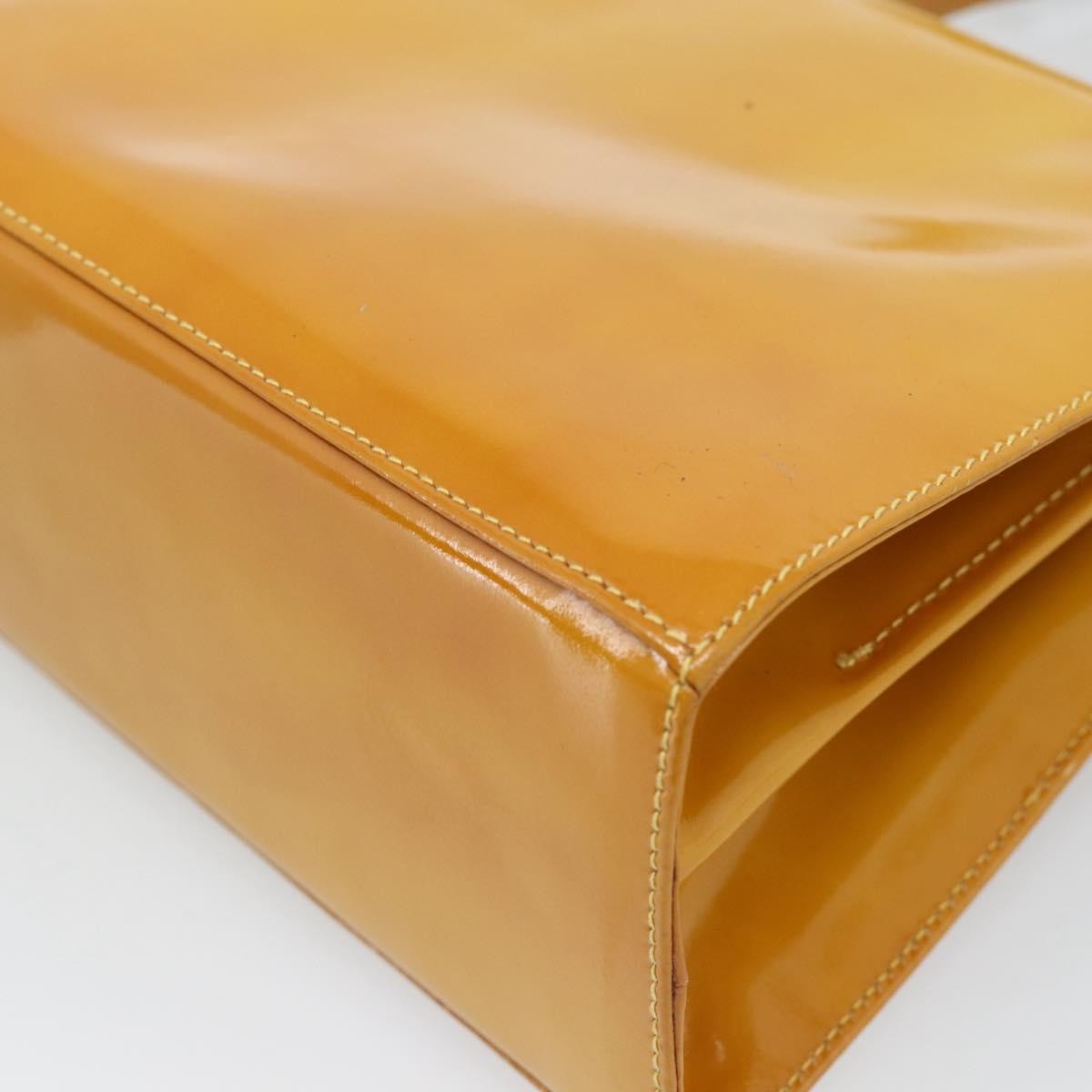 Salvatore Ferragamo Gancini Patent Leather Yellow Patent_Leather Handbag (Pre-Owned)