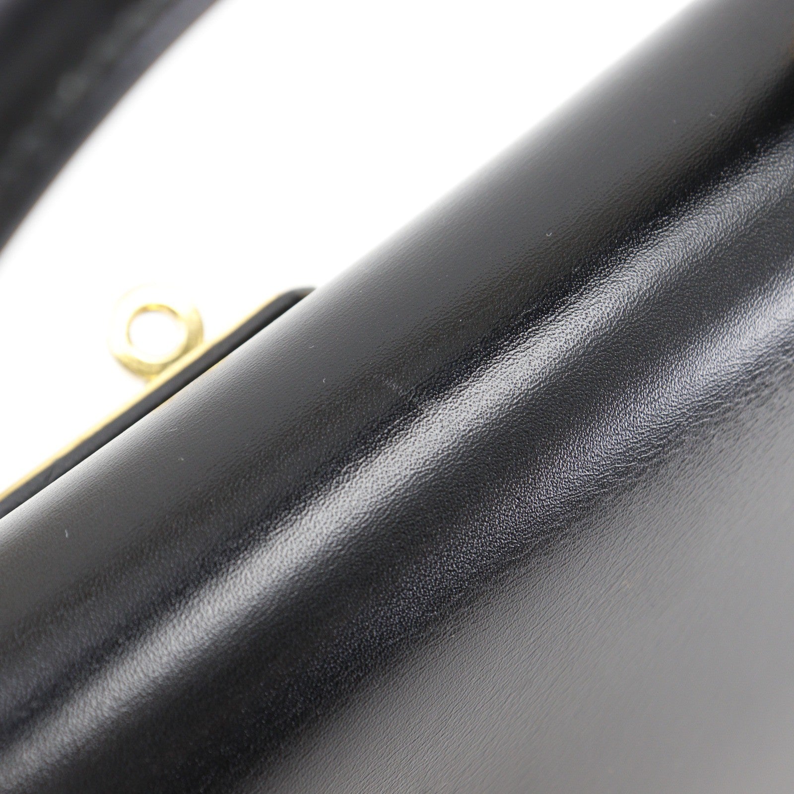 Hermes Kelly Black Box Calf With Gold Hardware Black Leather Handbag (Pre-Owned)