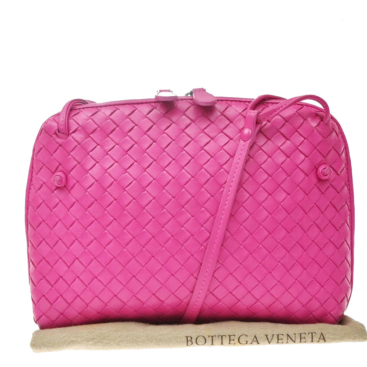 Bottega Veneta Nodini Intrecciato Nappa Pink Leather Shoulder Bag Bag (Pre-Owned)