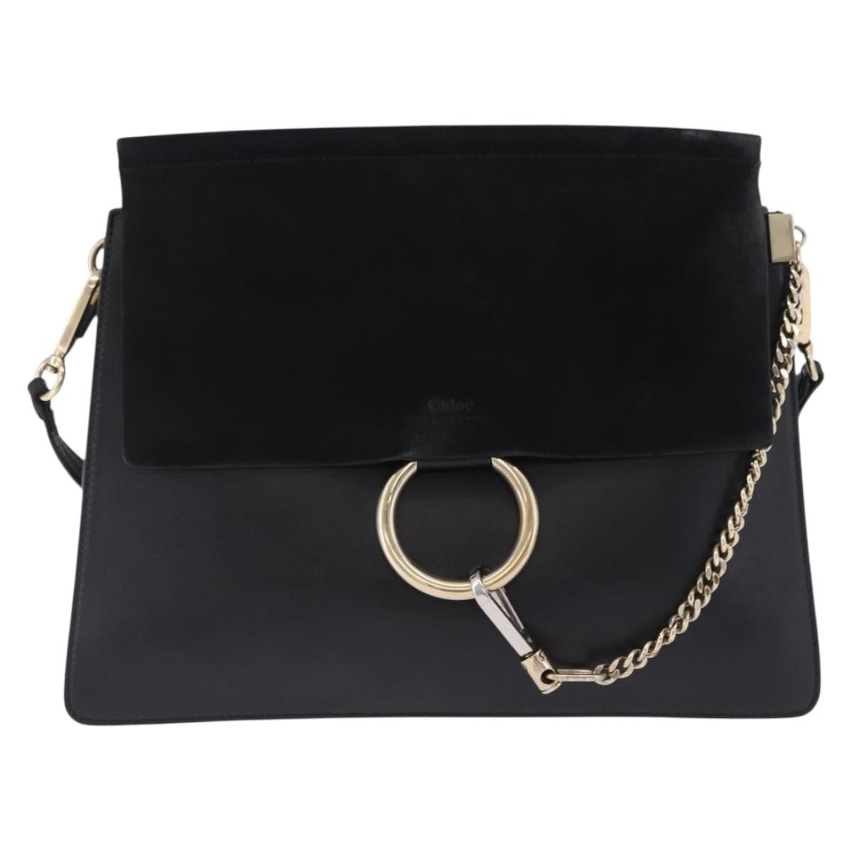 Chloe Faye Leather And Suede Black Suede Crossbody Bag Bag (Pre-Owned)