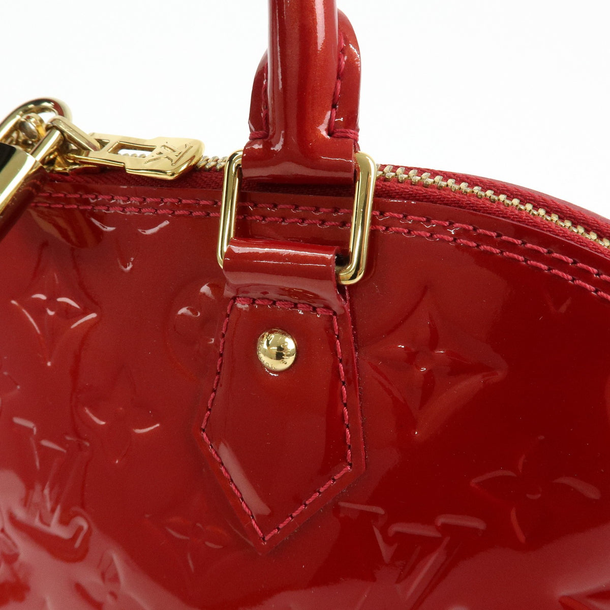 Louis Vuitton Alma Monogram Vernis Red Patent_Leather Handbag (Pre-Owned)