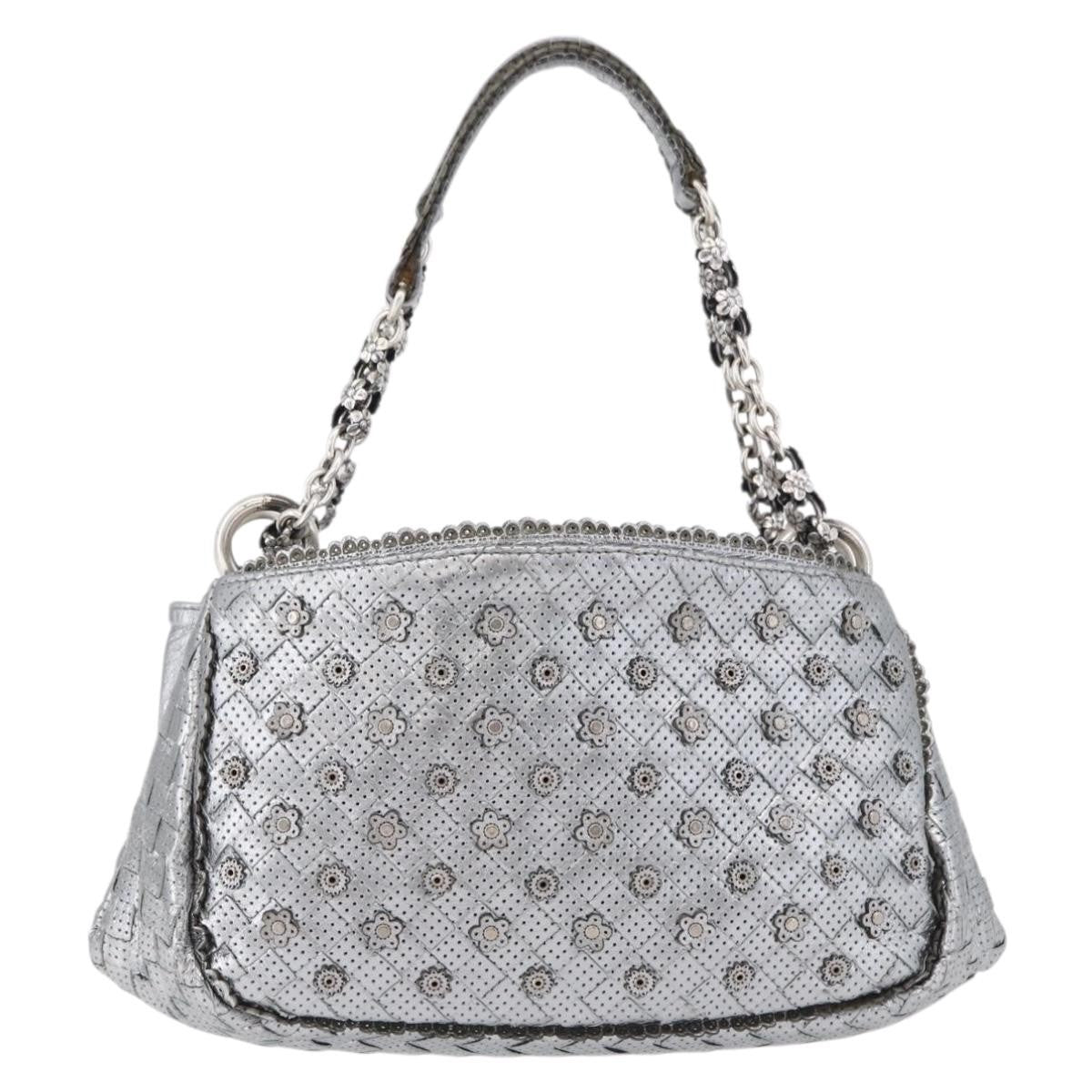 Bottega Veneta Intrecciato Shoulder Leather Silver Leather Shoulder Bag Bag (Pre-Owned)