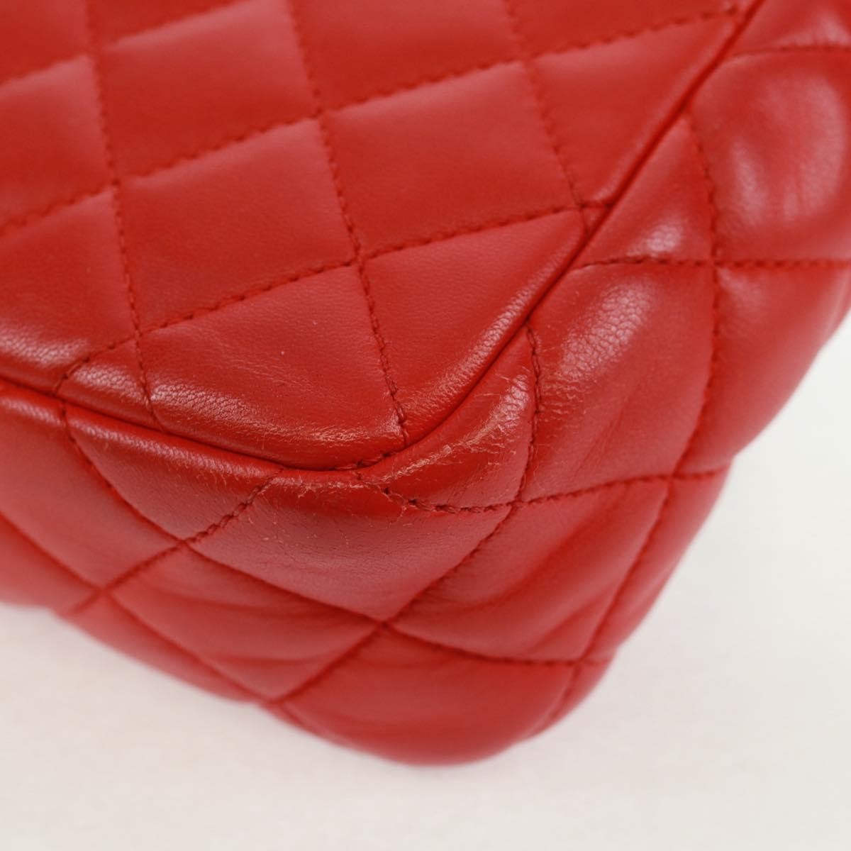 Chanel Two Tone Flap Quilted Lambskin Red Leather Shoulder Bag Bag (Pre-Owned)