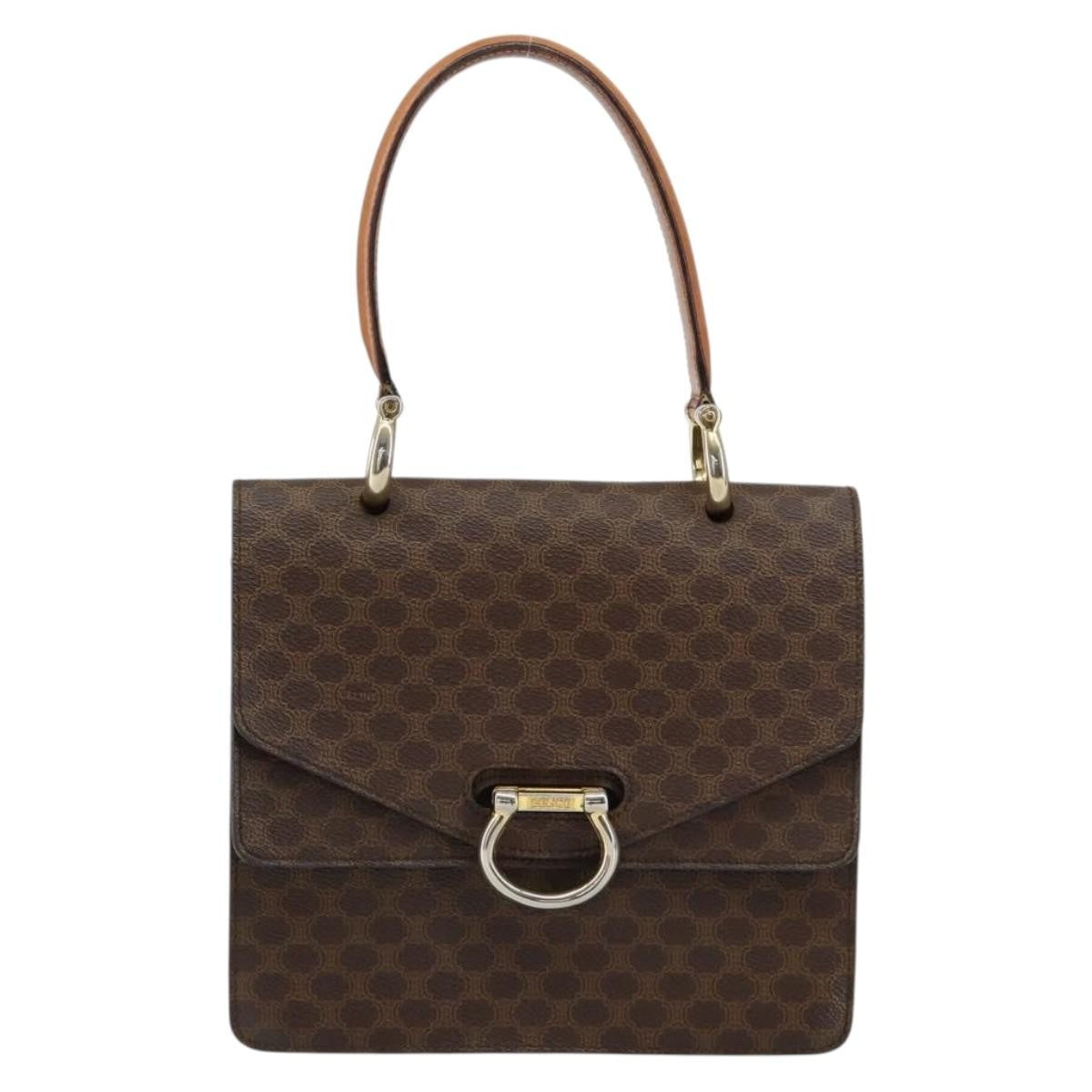 Celine Vintage Top Handle Macadam Canvas Brown Canvas Handbag (Pre-Owned)