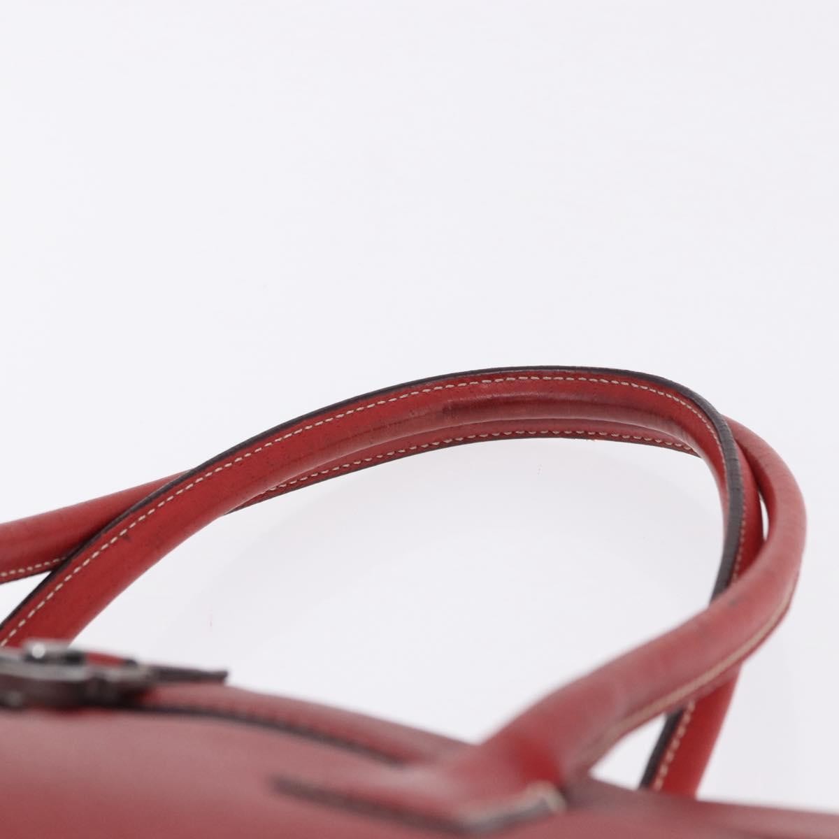 Salvatore Ferragamo Gancini Top Handle Leather Red Leather Handbag (Pre-Owned)