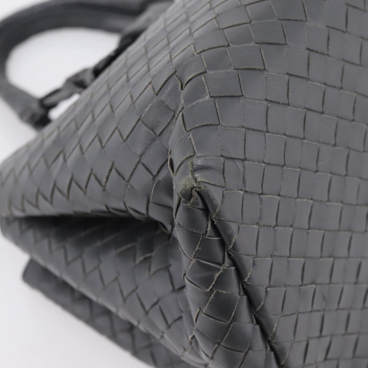 Bottega Veneta Roma Intrecciato Nappa Gray Leather Handbag (Pre-Owned)