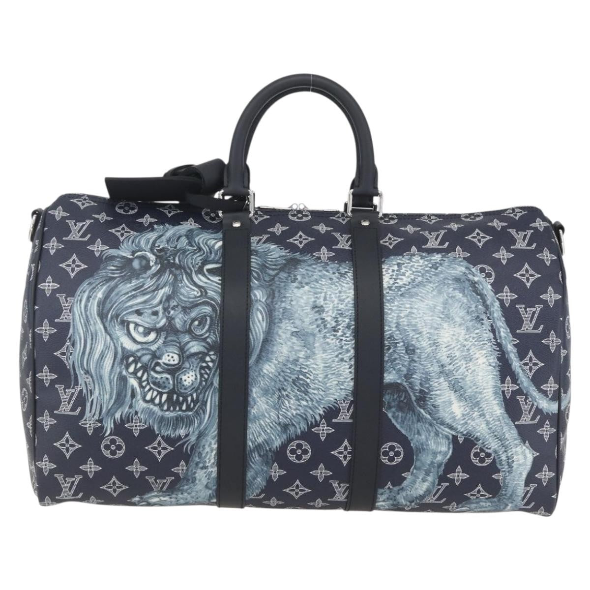 Louis Vuitton Keepall Bandouliere Limited Edition Chapman Savane Monogram Canvas Navy Canvas Travel Bag Bag (Pre-Owned)
