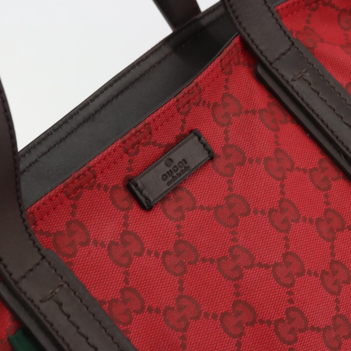 Gucci Original Zip Gg Canvas With Leather Red Canvas Tote Bag Bag (Pre-Owned)