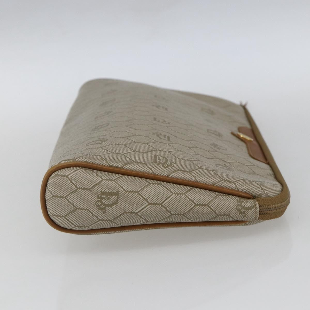 Christian Dior Vintage Honeycomb Clutch Canvas Beige Canvas Clutche & Pouche Bag (Pre-Owned)