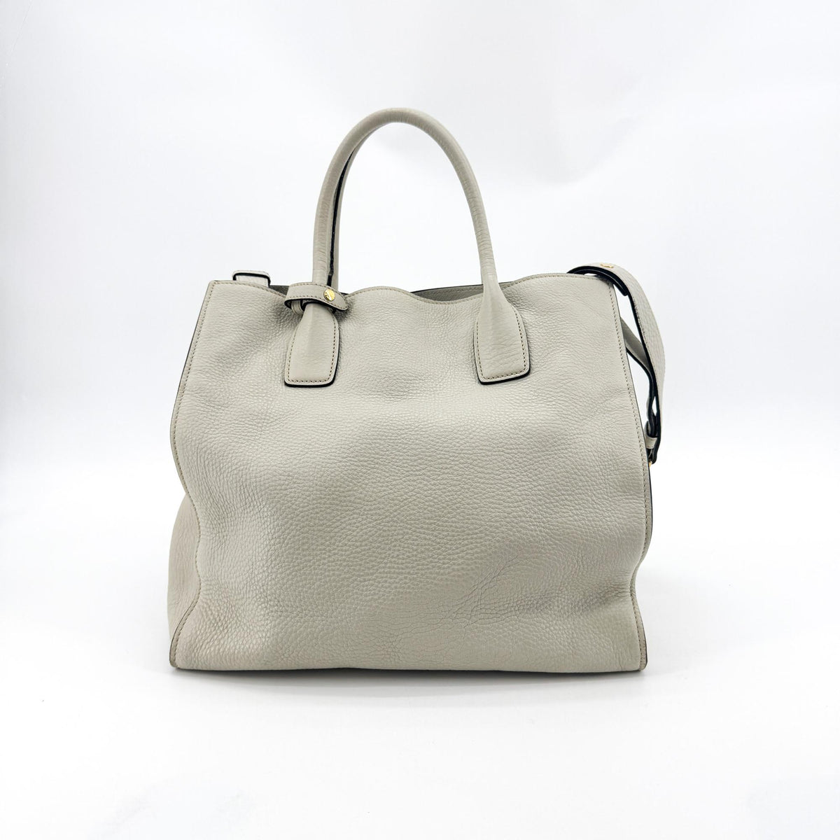 Prada Convertible Shopper Tote Vitello Daino Gray Leather Tote Bag Bag (Pre-Owned)