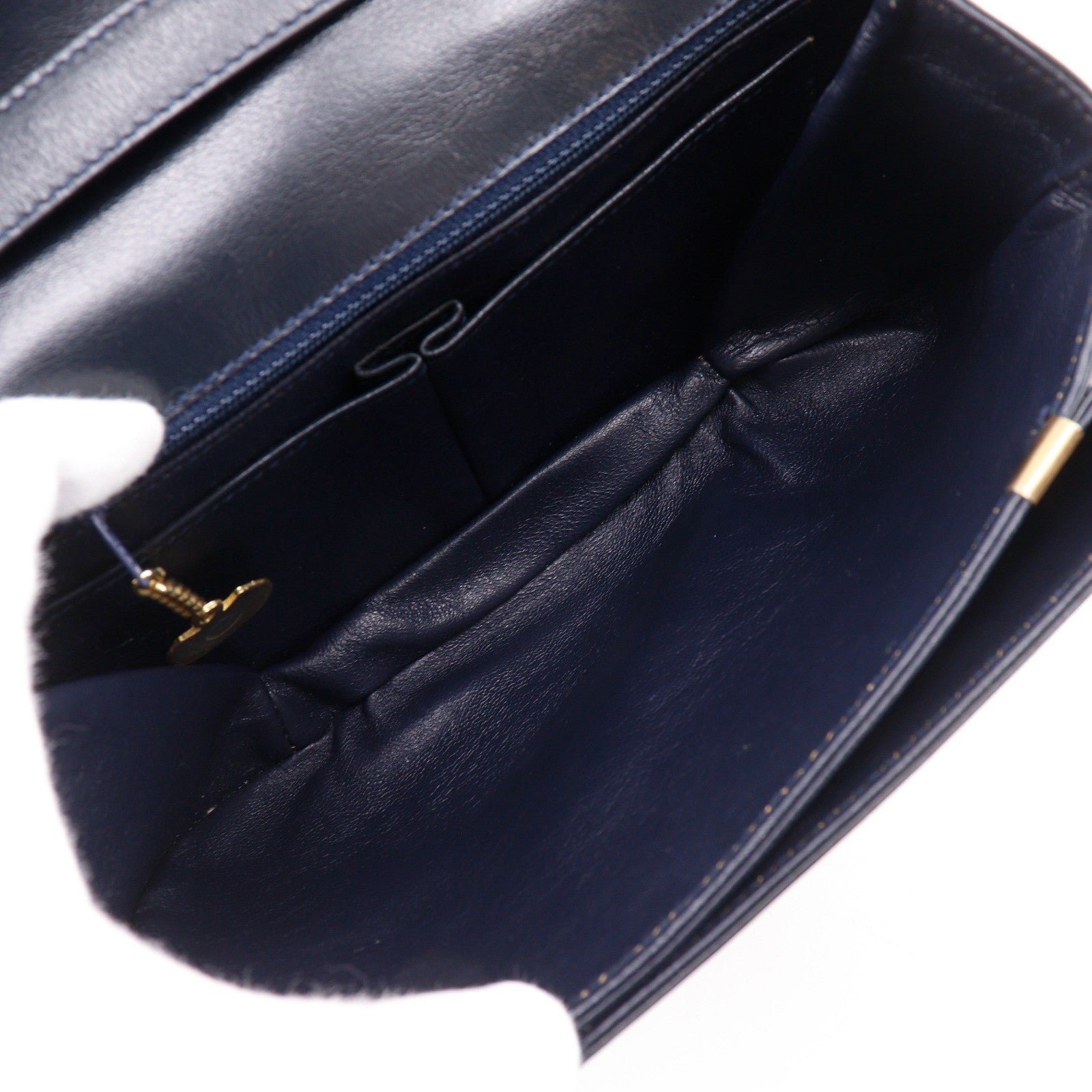 Celine Vintage Triomphe Flap Leather Black Calfskin Shoulder Bag Bag (Pre-Owned)