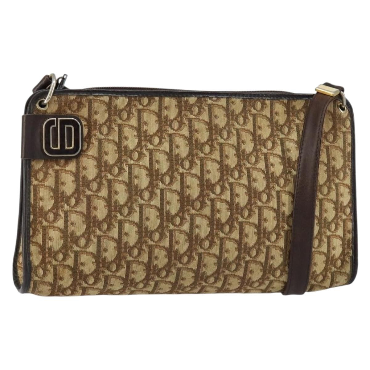 Christian Dior Vintage Trotter Canvas Beige Canvas Shoulder Bag Bag (Pre-Owned)