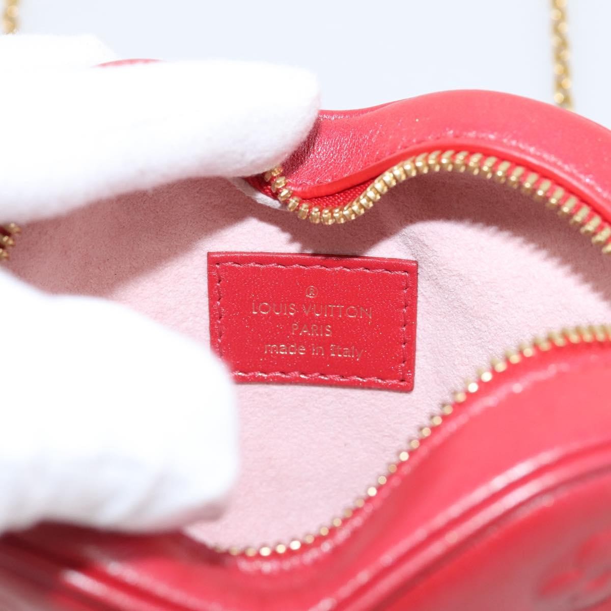 Louis Vuitton Coeur Heart On Chain Monogram Embossed Lambskin Red Leather Clutche & Pouche Bag (Pre-Owned)