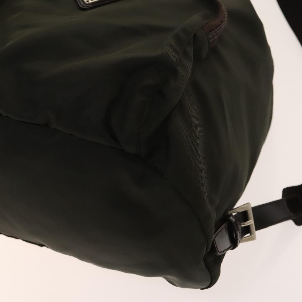 Prada Front Pocket Buckle Nylon Khaki Nylon Backpack Bag (Pre-Owned)