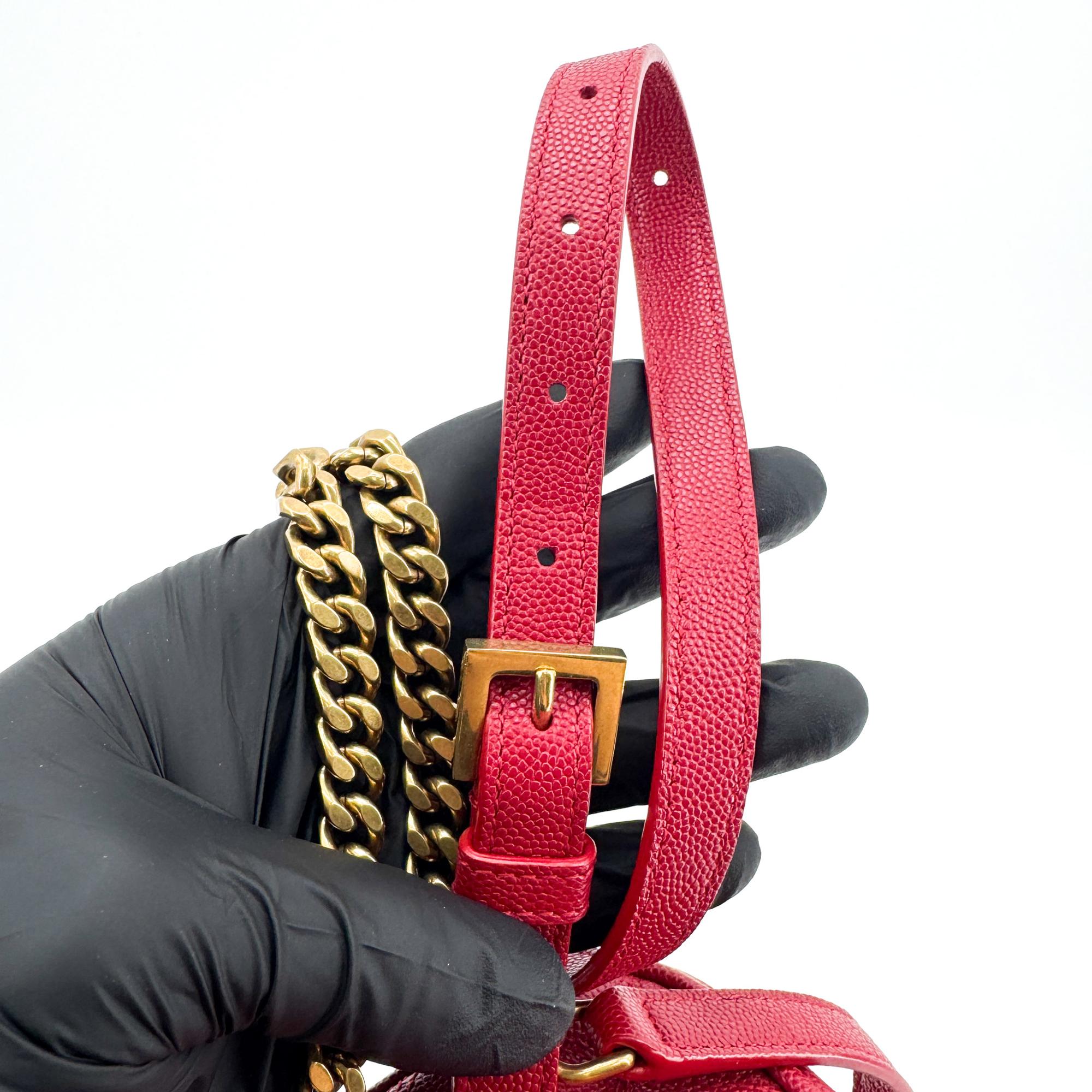 Saint Laurent 80'S Vanity Quilted Leather Red Leather Handbag (Pre-Owned)