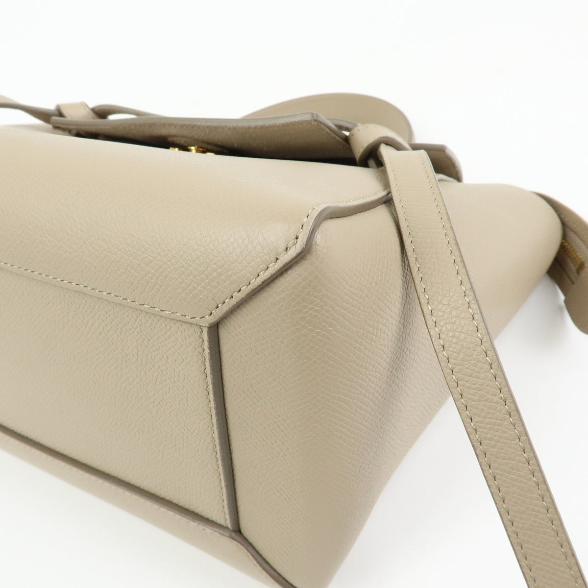 Celine Belt Textured Leather Beige Leather Handbag (Pre-Owned)
