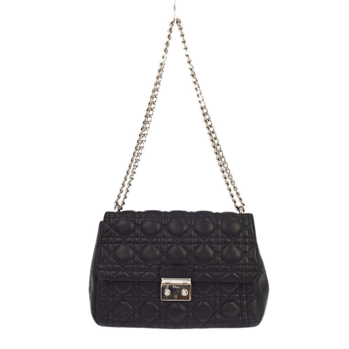 Christian Dior Black Cannage Leather Black Leather Shoulder Bag Bag (Pre-Owned)