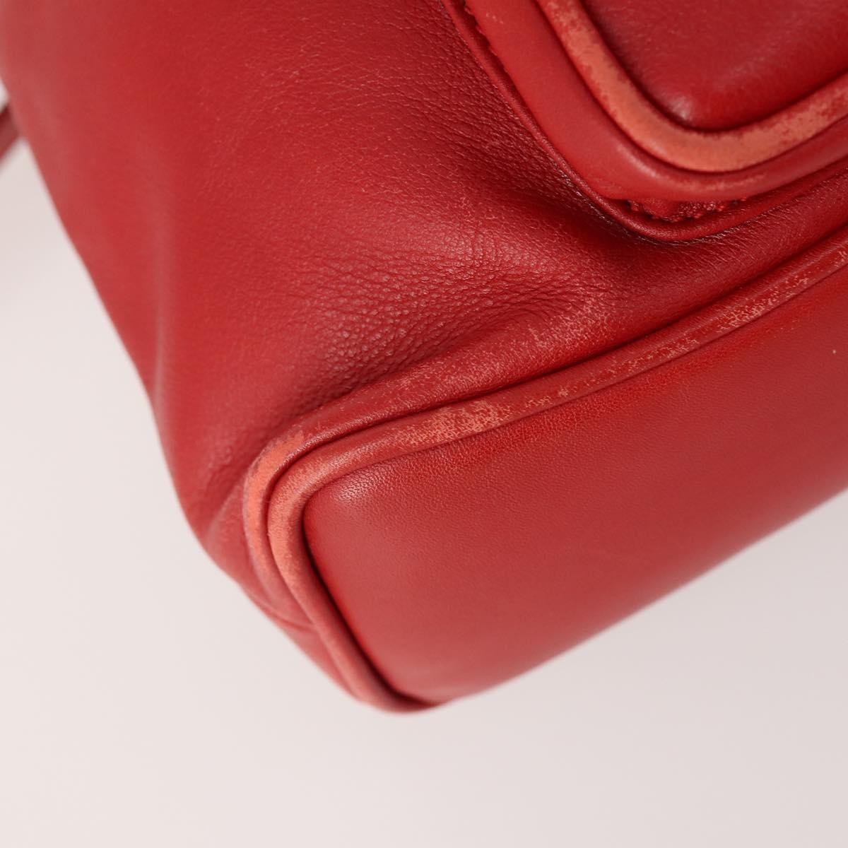 Gucci Vintage Bamboo Leather Red Leather Backpack Bag (Pre-Owned)