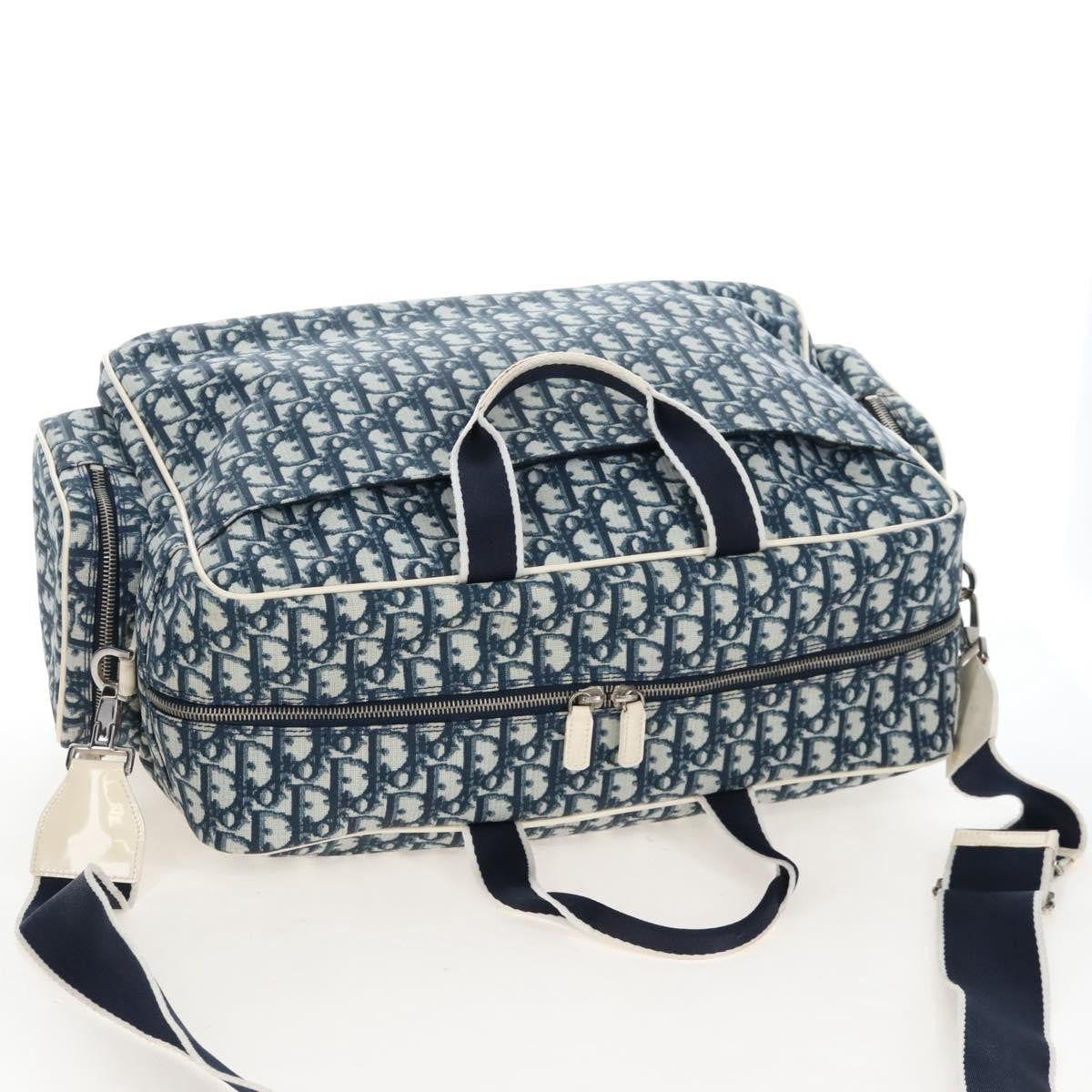 Christian Dior Vintage Girly Boston Diorissimo Canvas Navy Canvas Handbag (Pre-Owned)