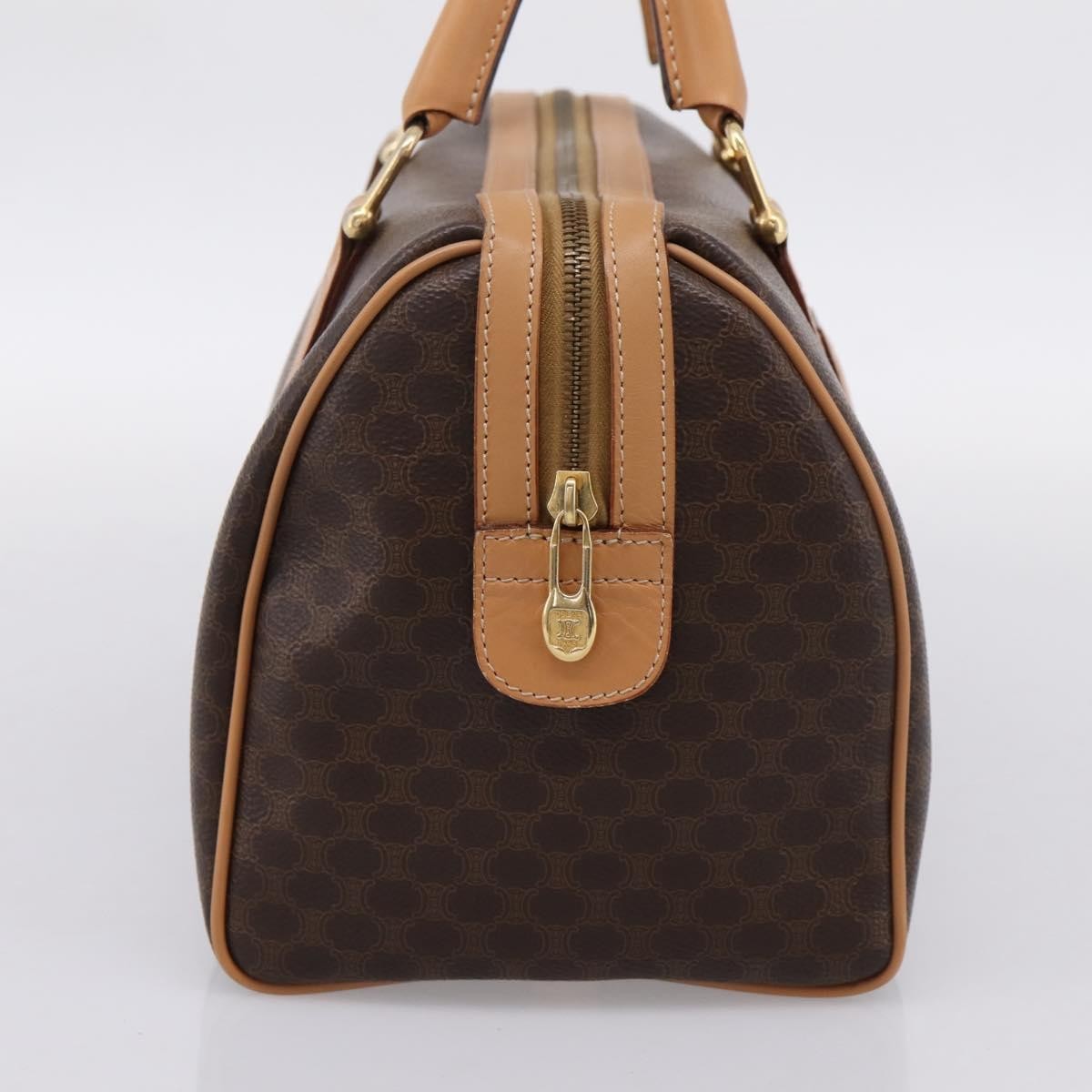 Celine Boston Triomphe Xl Coated Canvas Brown Pvc Handbag (Pre-Owned)