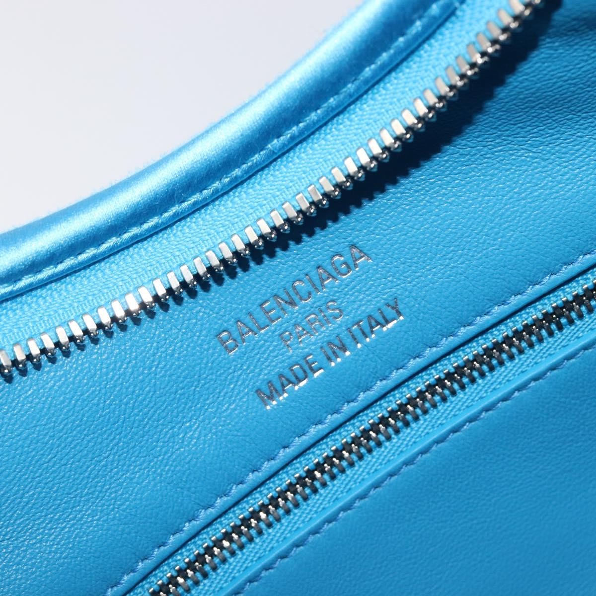 Balenciaga Leopolda Satin Blue Satin Shoulder Bag Bag (Pre-Owned)
