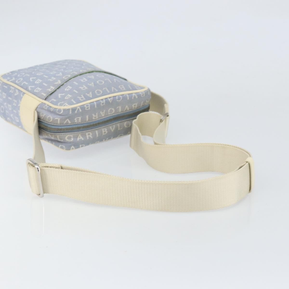 Bvlgari Logomania Canvas With Leather Blue Canvas Shoulder Bag Bag (Pre-Owned)