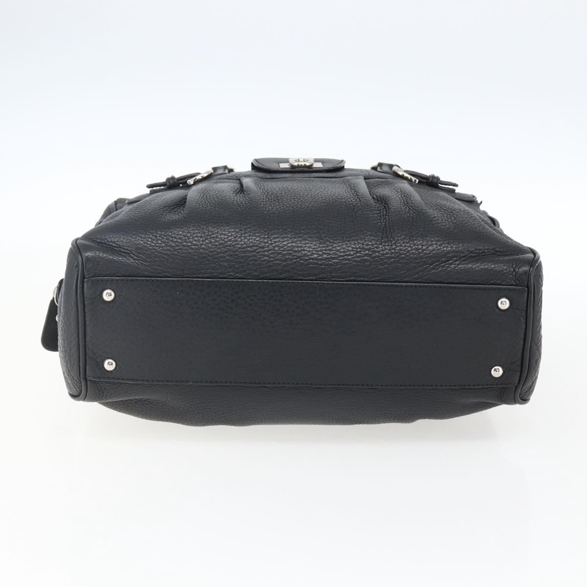 Salvatore Ferragamo Gancini Buckle Leather Black Leather Shoulder Bag Bag (Pre-Owned)