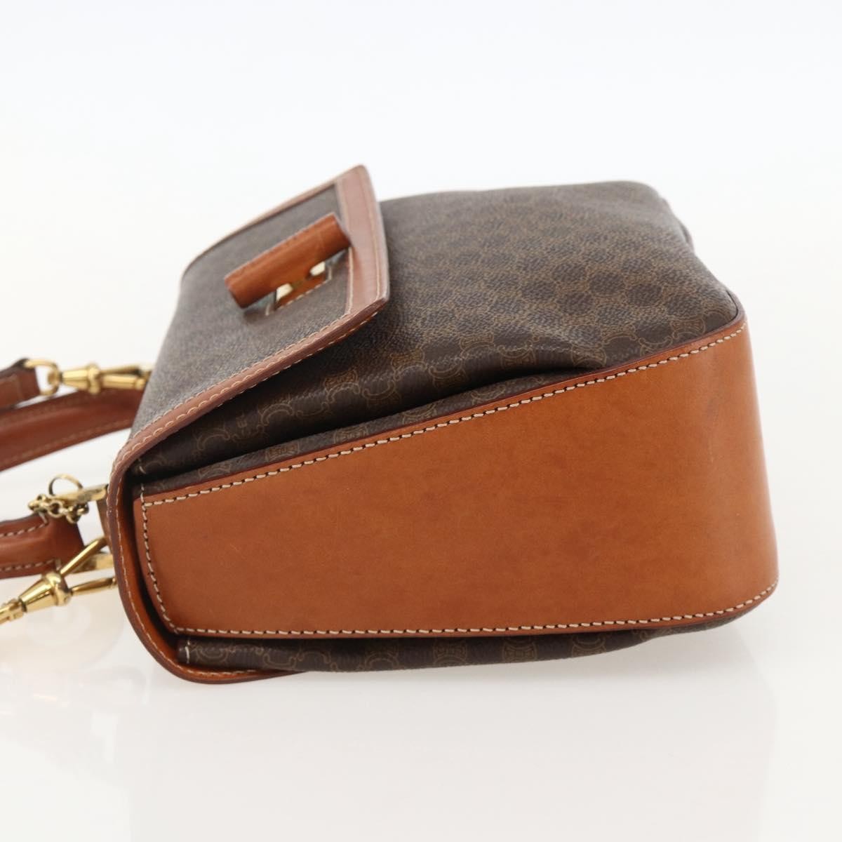 Celine Vintage Convertible Top Handle Macadam Coated Canvas Brown Pvc Handbag (Pre-Owned)