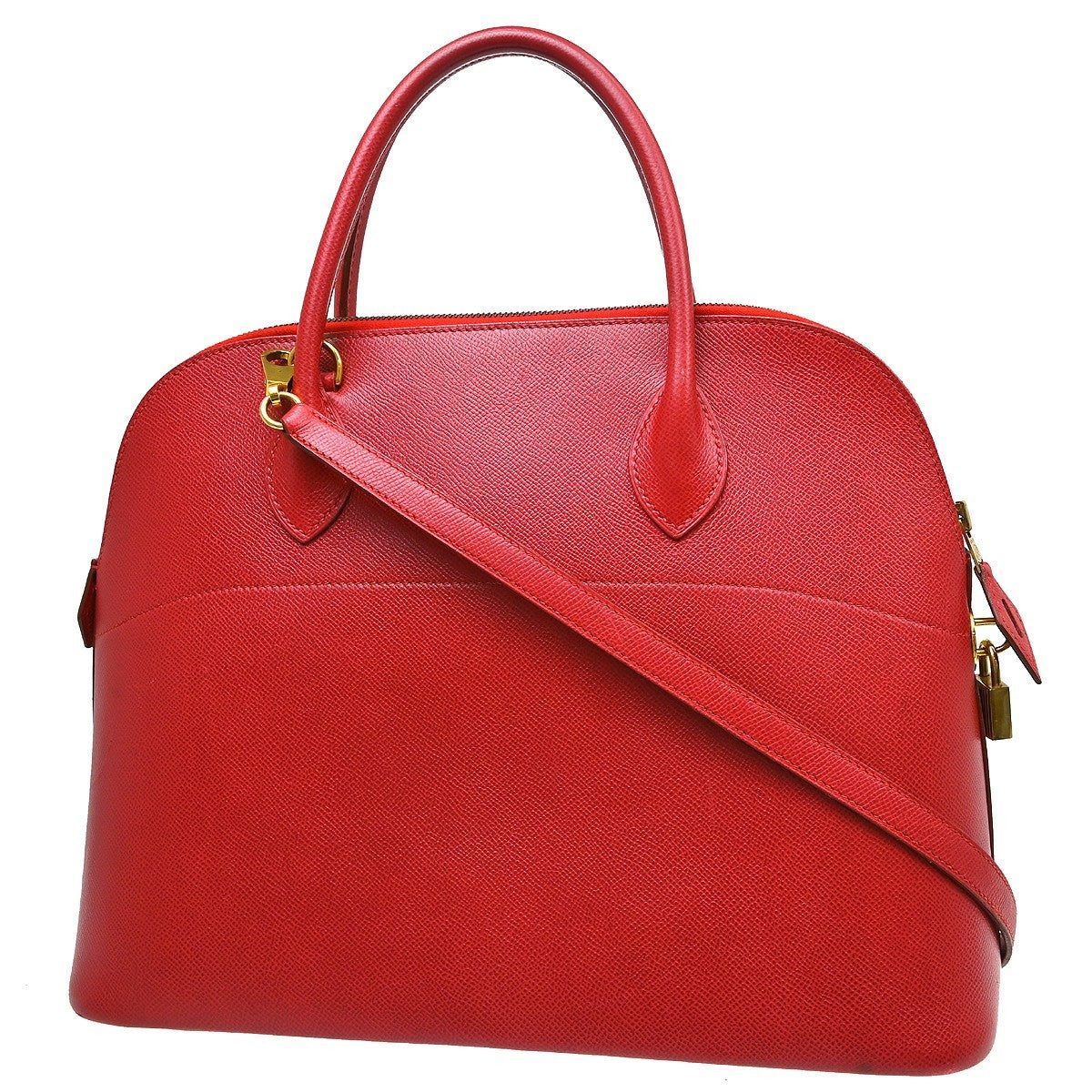 Hermes Bolide Courchevel Red Leather Handbag (Pre-Owned)