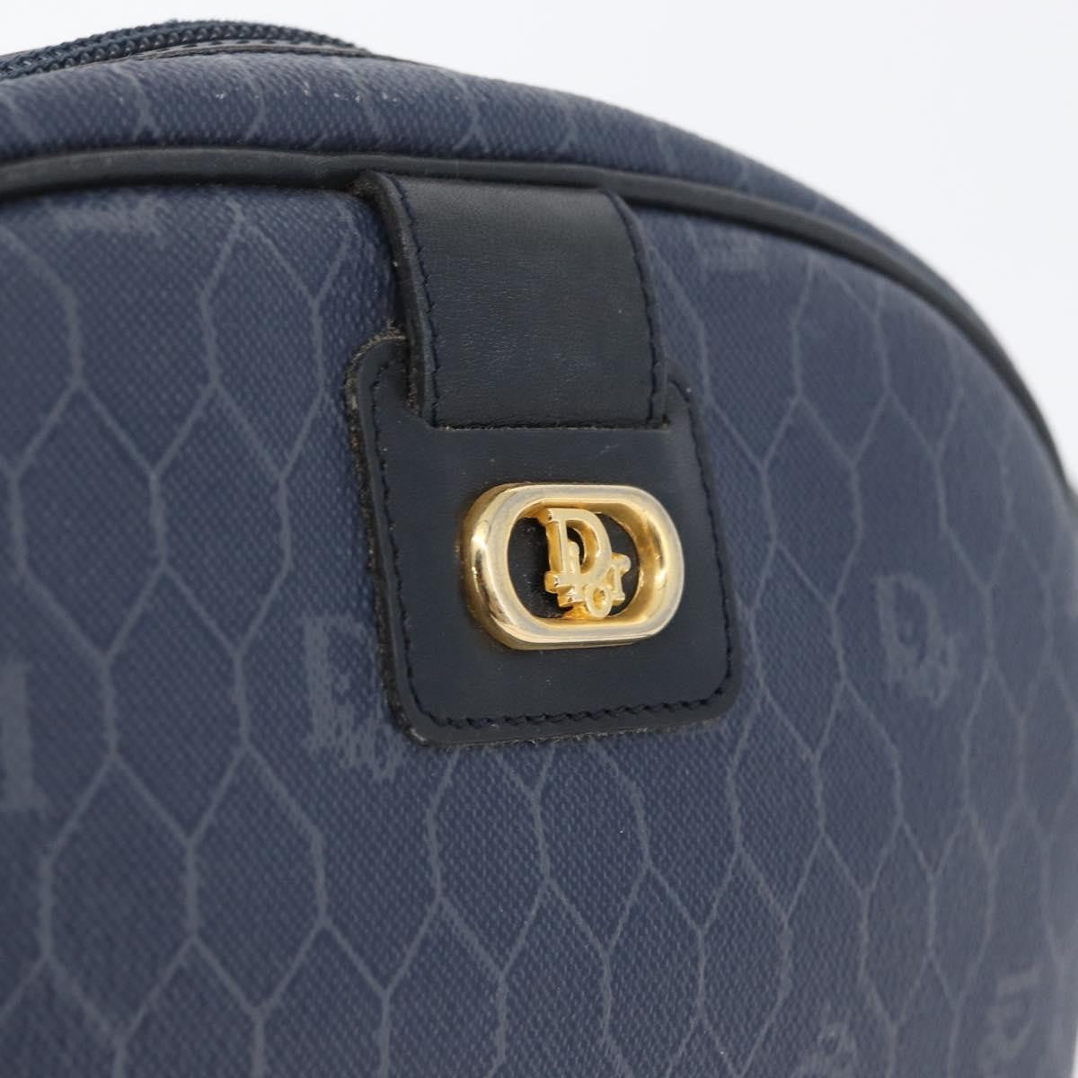 Christian Dior Vintage Honeycomb Canvas Navy Canvas Shoulder Bag Bag (Pre-Owned)