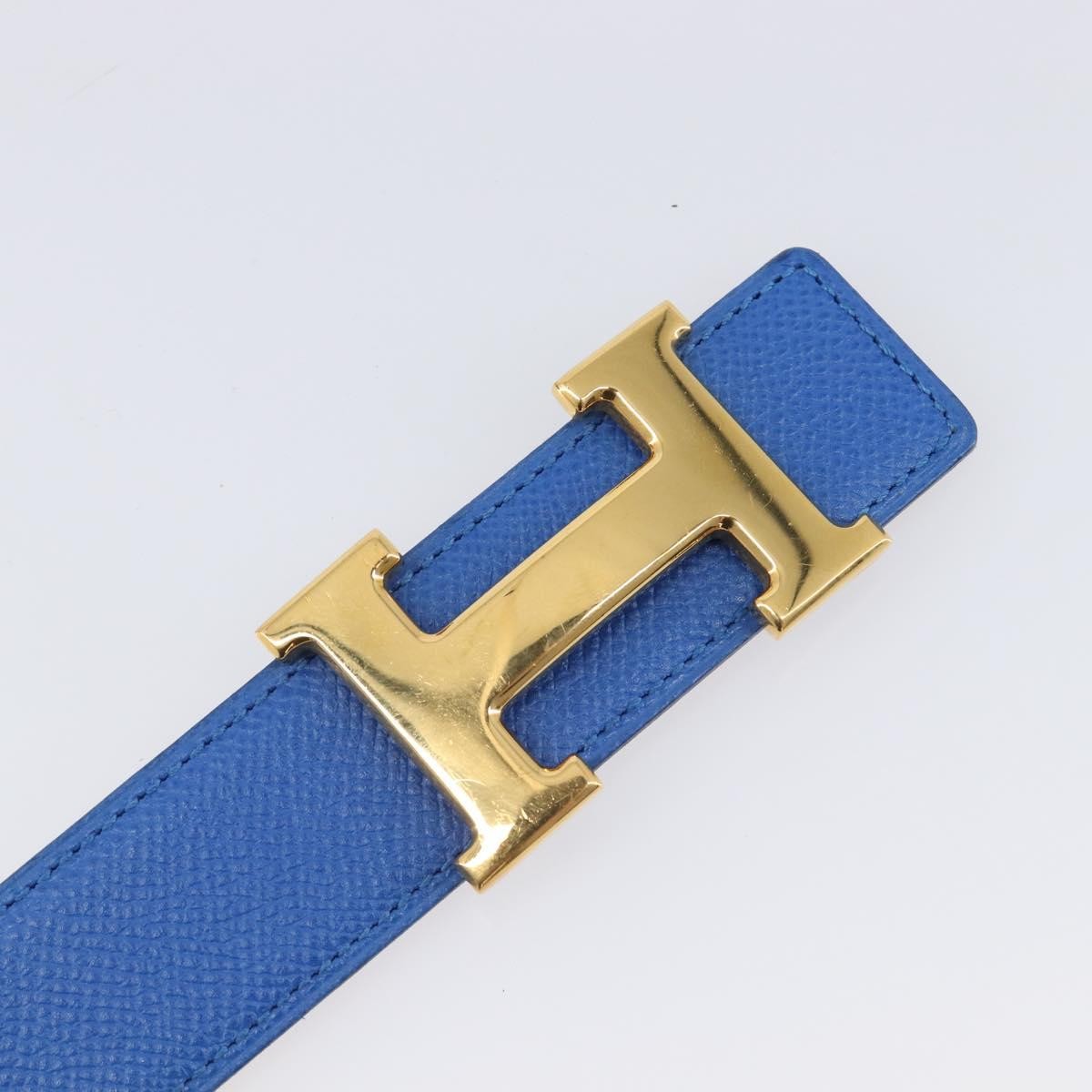 Hermes Constance Reversible Belt Leather Blue Leather Belts Accessory (Pre-Owned)