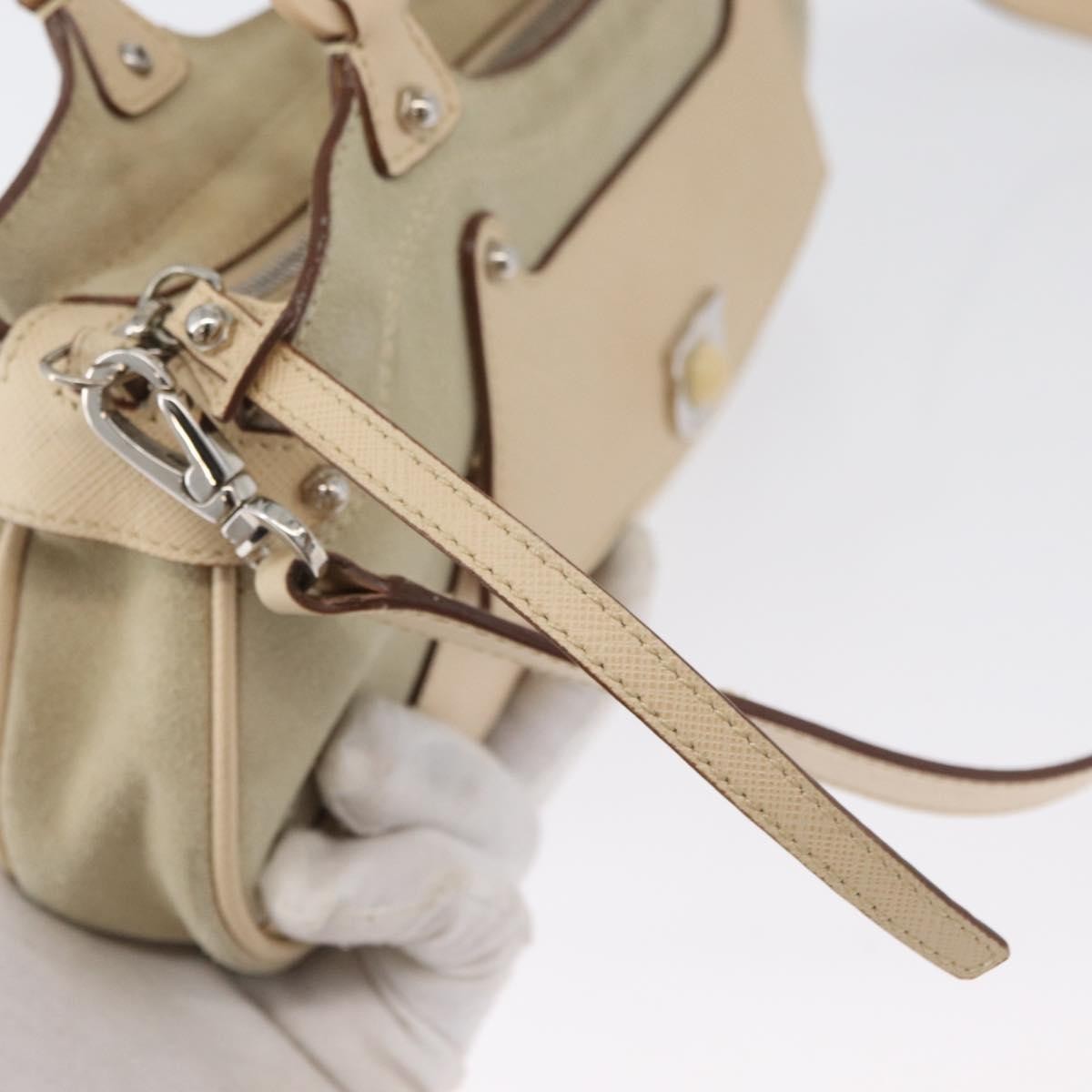 Salvatore Ferragamo Gancini Suede Beige Suede Handbag (Pre-Owned)