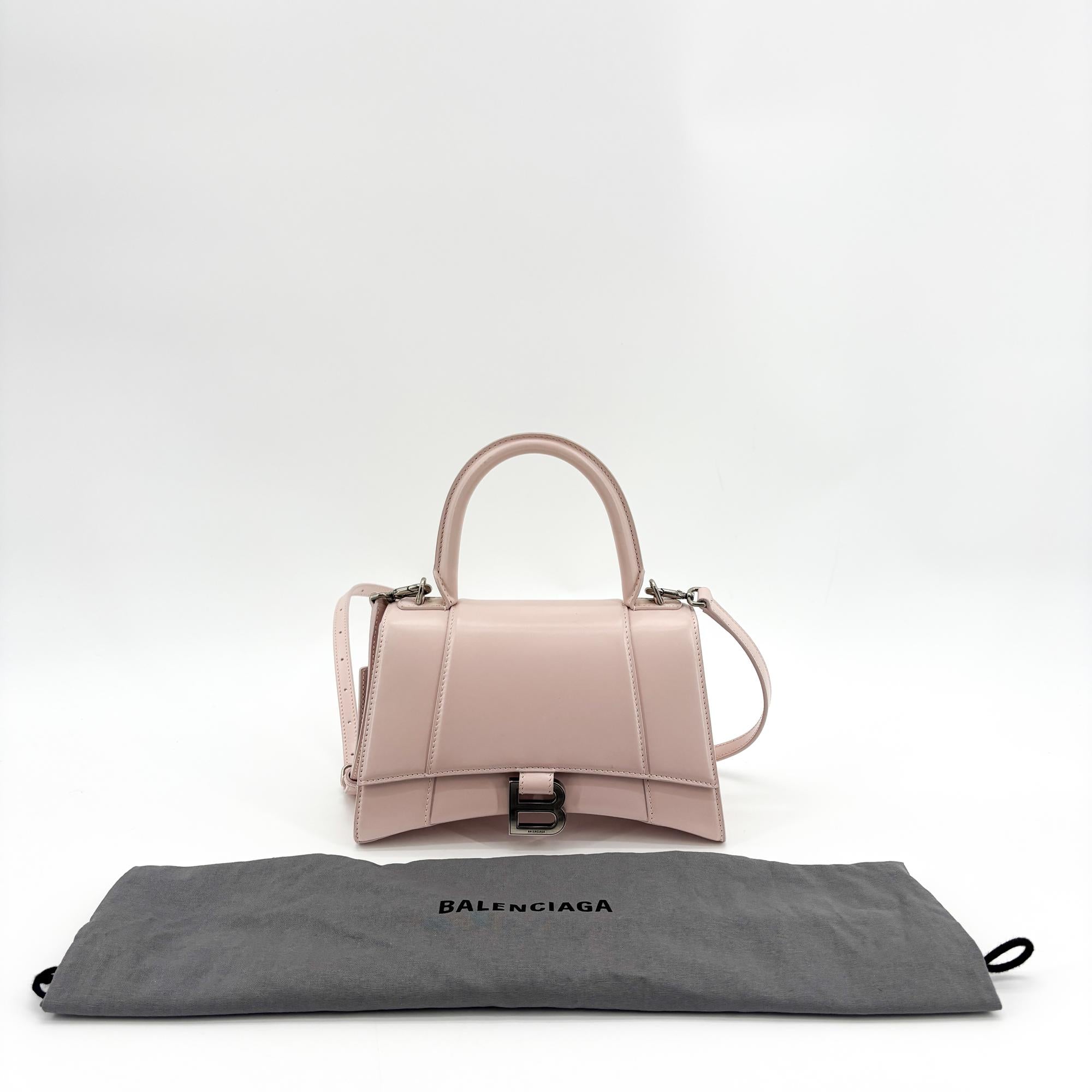 Balenciaga Hourglass Top Handle Leather Pink Leather Handbag (Pre-Owned)