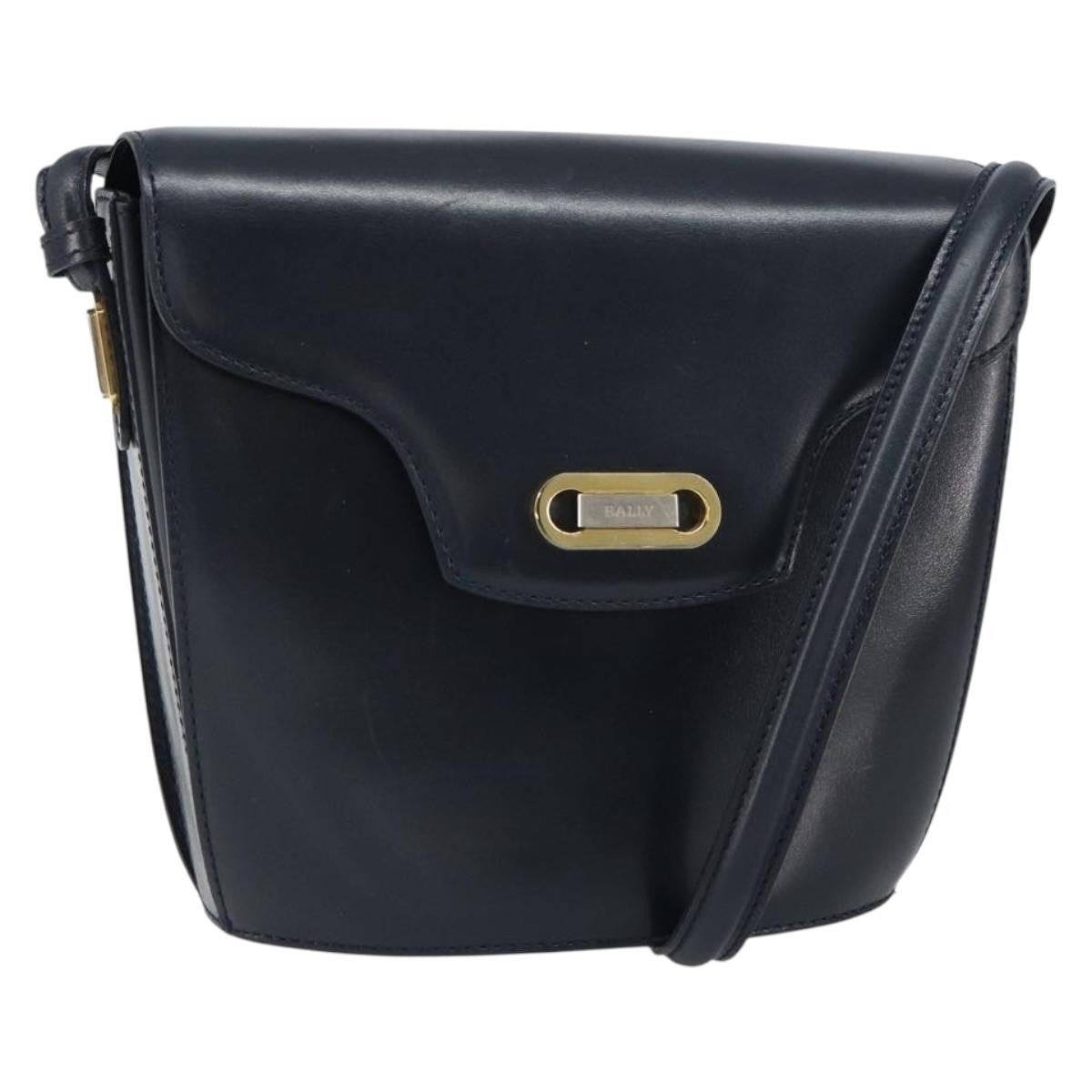 Bally Vintage Leather Black Leather Shoulder Bag Bag (Pre-Owned)