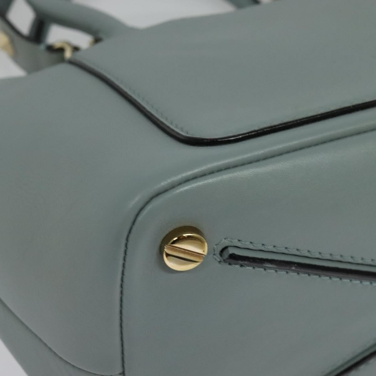 Valentino Garavani Demilune Flap Satchel Leather Blue Leather Bag (Pre-Owned)