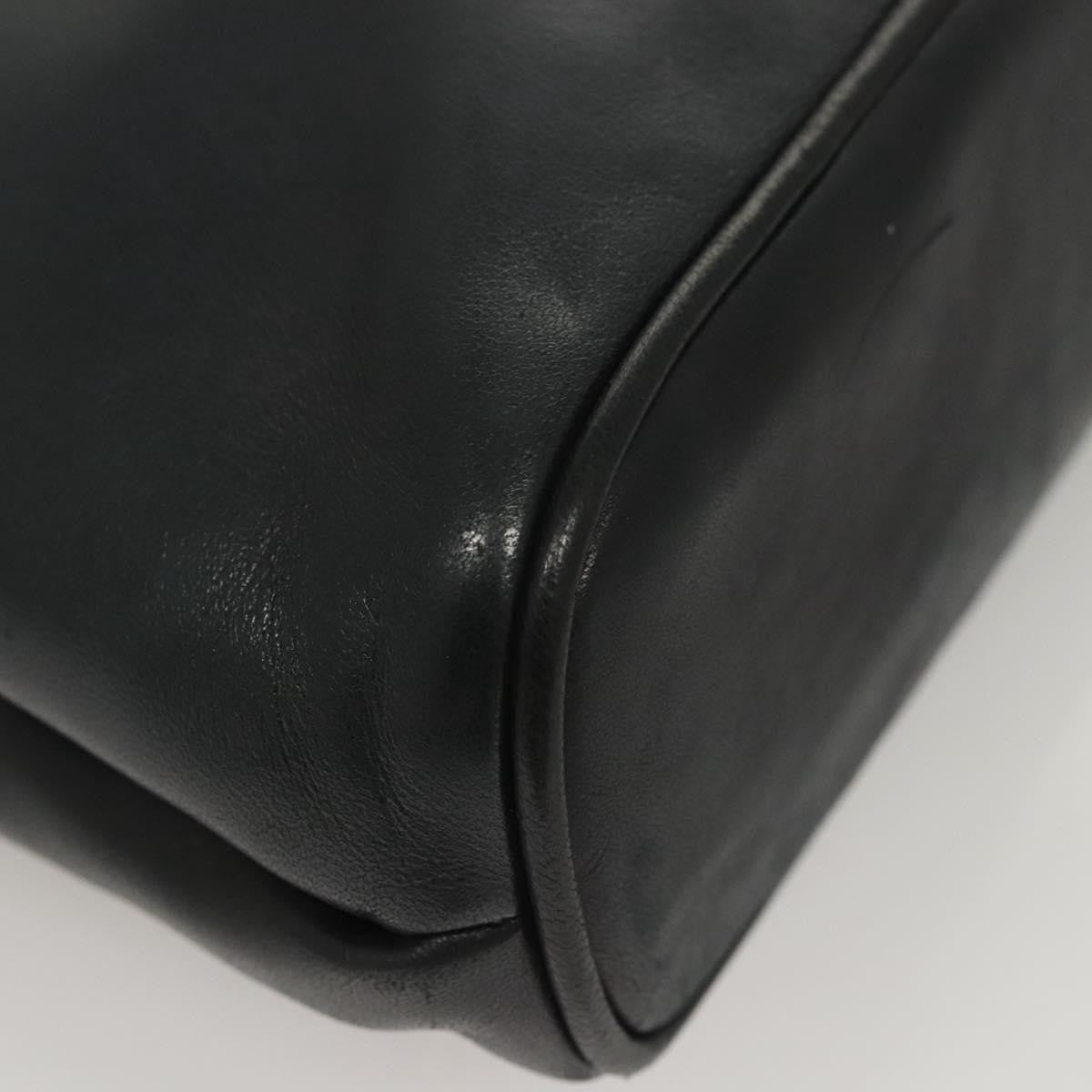 Bally Vintage Quilted Leather Navy Leather Shoulder Bag Bag (Pre-Owned)
