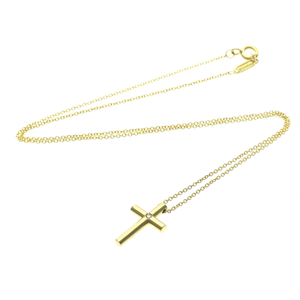 Tiffany & Co. Cross Pendant 18K Yellow Gold With Diamond Gold Yellow_Gold Necklace Jewelry (Pre-Owned)