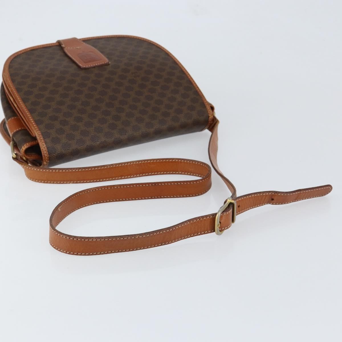 Celine Vintage Macadam Canvas And Leather Brown Canvas Shoulder Bag Bag (Pre-Owned)